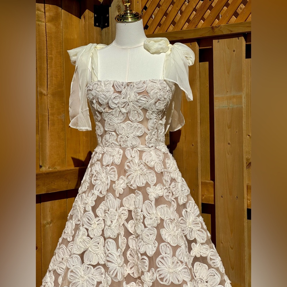 🆕 BRONX & BANCO 🧿 NWOT Sabrina White Bridal Midi Dress, Sz L / US 8 - Picture 11 of 17